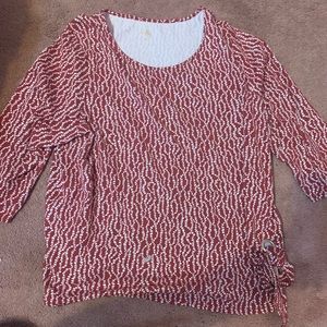 Belle 3/4 length sleeve red and white blouse size XL